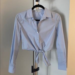 Babaton cropped tie-front structured Blouse